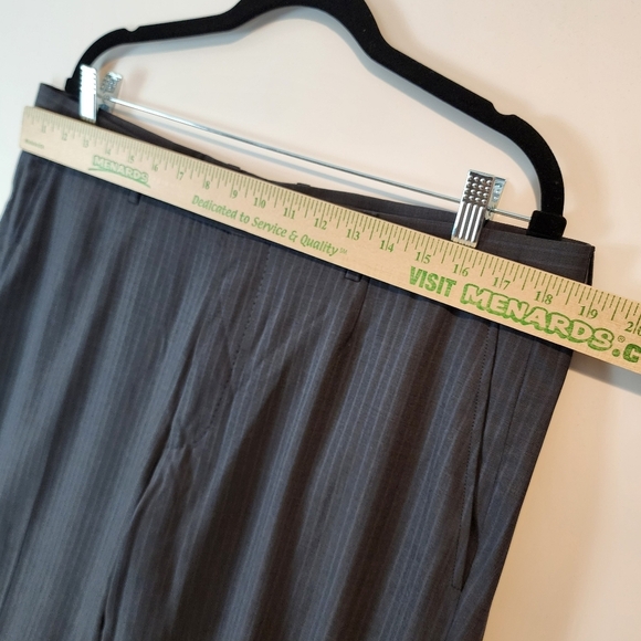 Ermenegildo Zegna Men's Mila Wool Pants Grey Blue Pin Stripe Dress Pants Tapered - Picture 7 of 9